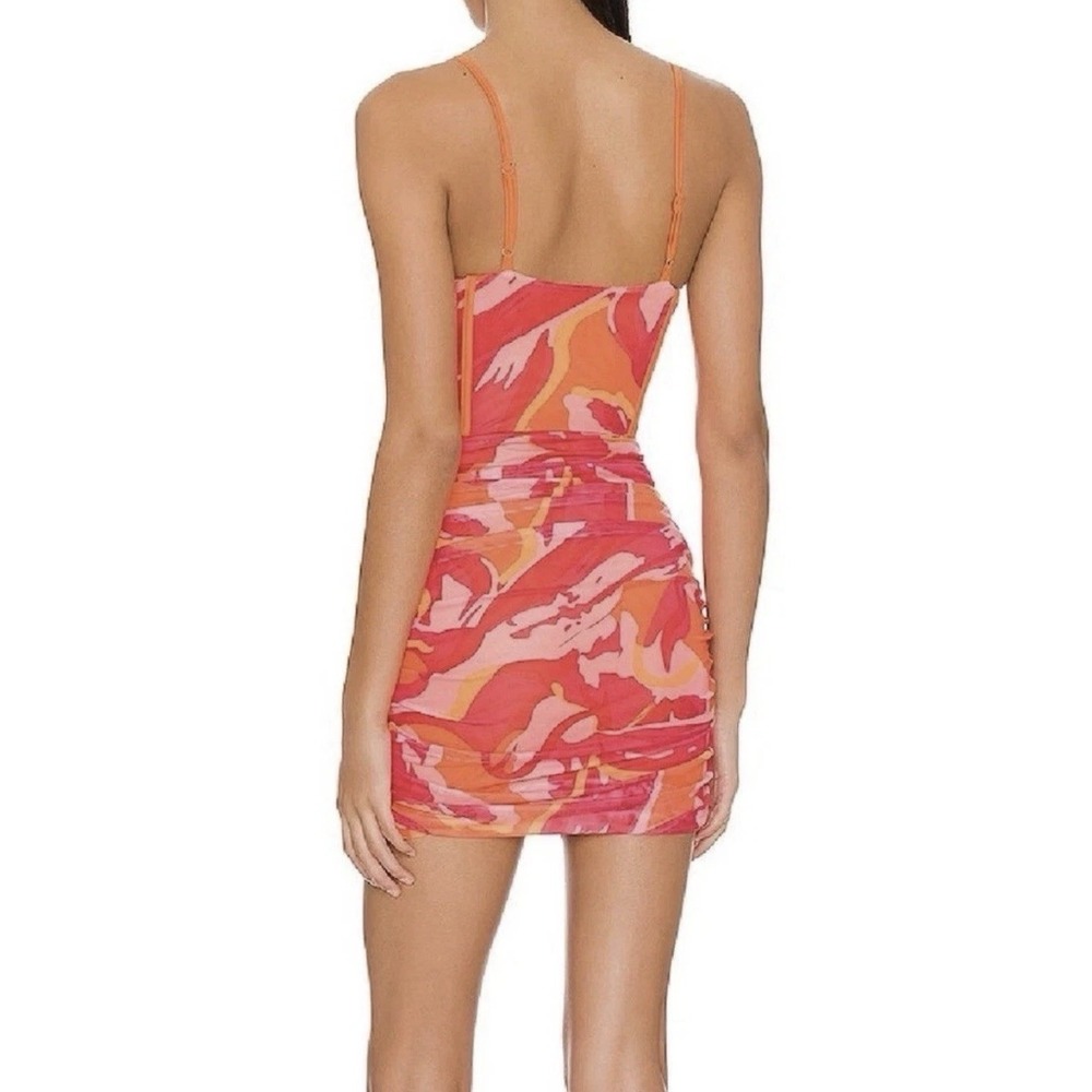 SUPERDOWN NWT Dayana Corset Mini Dress Medium Red Multi Mesh Ruched